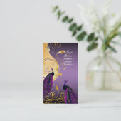 Carte De Visite PixDezines Peacocks sur tourbillons en fer doré|do (Debout devant)