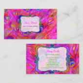 Carte De Visite PixDezines peint paon/rose chaud (Devant / Derrière)