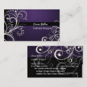 Carte De Visite PixDezines Perle Stylish Swirls+gem violet (Devant / Derrière)