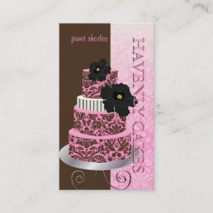 Carte De Visite PixDezines Pink Chocolate damask cake/pâtisserie