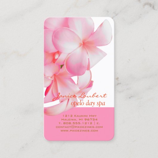 Carte De Visite PixDezines PINK KONA PLUMERIAS (Devant)
