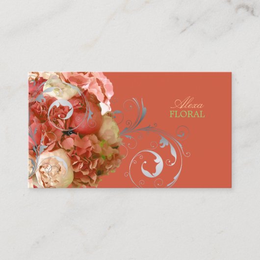 Carte De Visite PixDezines pivoines+hydrangeas/fond diy (Devant)