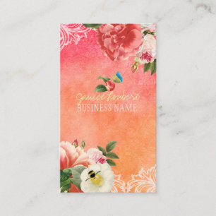 Carte De Visite PixDezines pivoines vintage / aquarelle