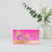 Carte De Visite PixDezines Pizzazz Peacock Feather pour la longévi (Debout devant)