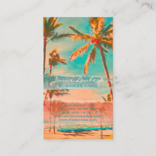 Carte De Visite PixDezines Plage hawaïenne vintage scène/turquoise