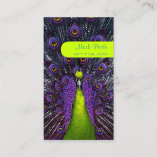 Carte De Visite PixDezines plumes de paons/violet+émeraude