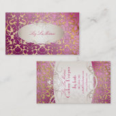 Carte De Visite PixDezines poussiéreux rose de la flore damas/faux (Devant / Derrière)