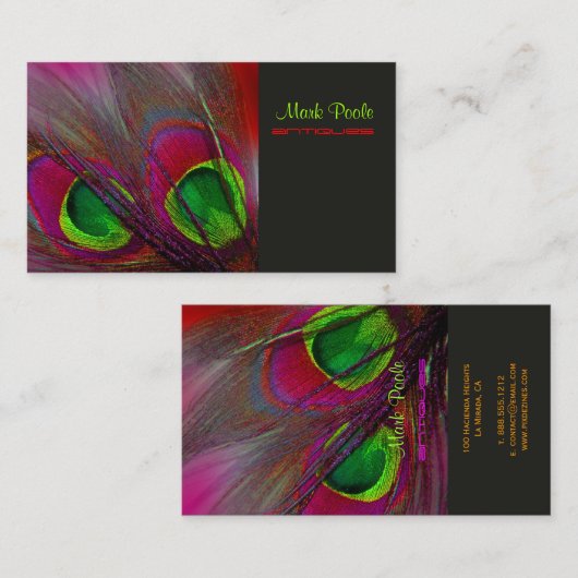 Carte De Visite PixDezines Psychedelic Peacock, Customisez-Le! (Devant / Derrière)