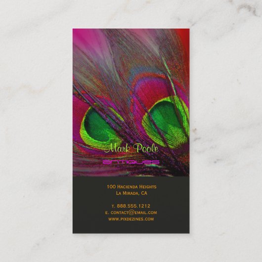 Carte De Visite PixDezines Psychedelic Peacock, Customisez-Le! (Dos)