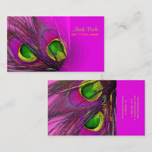 Carte De Visite PixDezines Psychedelic Peacock, Customisez-Le! (Devant / Derrière)