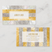 Carte De Visite PixDezines rayures/fausse feuille d'argent/or (Devant / Derrière)