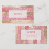 Carte De Visite PixDezines rayures/feuille fausse rose (Devant / Derrière)