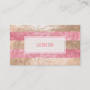 Carte De Visite PixDezines rayures/feuille fausse rose