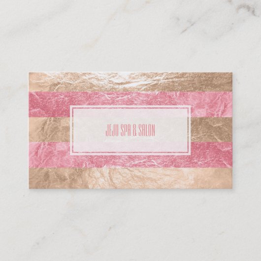 Carte De Visite PixDezines rayures/feuille fausse rose (Devant)