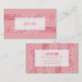 Carte De Visite PixDezines rayures/feuille fausse rose (Devant / Derrière)