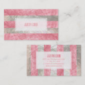 Carte De Visite PixDezines rayures/feuille fausse rose (Devant / Derrière)