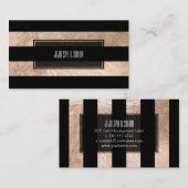 Carte De Visite PixDezines rayures/feuille noire/fausse rose (Devant / Derrière)