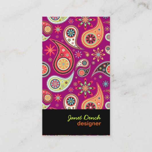 Carte De Visite PixDezines Retro Paisley (Devant)