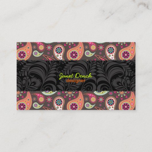 Carte De Visite PixDezines Retro Paisley (Devant)