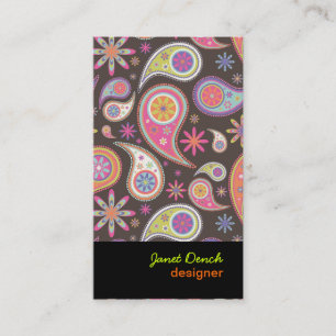 Carte De Visite PixDezines Retro Paisley en pastel