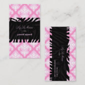 Carte De Visite PixDezines rose+blanc Olivia Damask/do-it-yourself (Devant / Derrière)