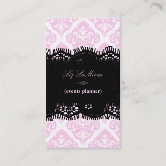Carte De Visite PixDezines rose+blanc Olivia Damask/do-it-yourself (Devant)