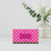 Carte De Visite PixDezines rose chaud + Pois au chocolat (Debout devant)