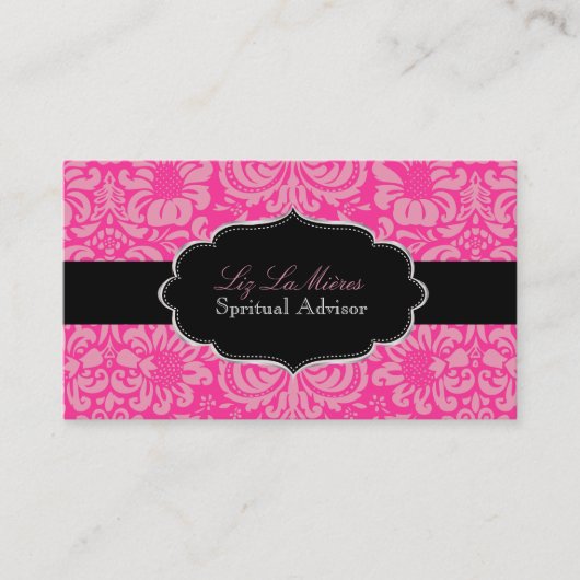 Carte De Visite PixDezines Rose Fidora Damask/Couleur DIY (Devant)