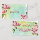 Carte De Visite PixDezines roses vintages/aquarelle (Devant / Derrière)