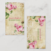 Carte De Visite PixDezines roses vintages/faux parchemin (Devant / Derrière)