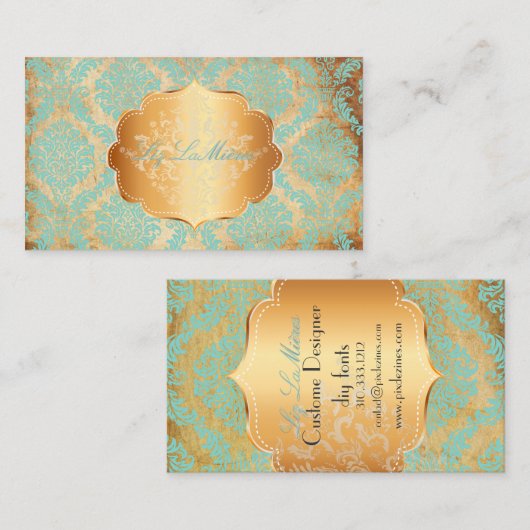 Carte De Visite PixDezines Rosette damas/faux parchemin (Devant / Derrière)