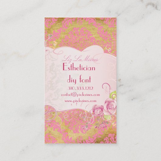 Carte De Visite PixDezines Rosette damas/faux parchemin (Dos)