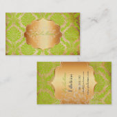 Carte De Visite PixDezines Rosette verte damas/faux parchemin (Devant / Derrière)