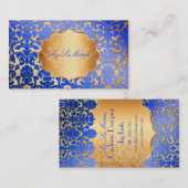 Carte De Visite PixDezines royal bleu flora damas/faux parchemin (Devant / Derrière)