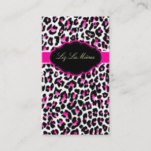 Carte De Visite PixDezines Sassy papier cheetah/rose chaud+noir