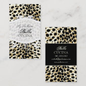 Carte De Visite PixDezines Sassy, papier guépard/bleu+noir (Devant / Derrière)