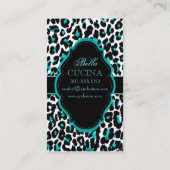 Carte De Visite PixDezines Sassy, papier guépard/turquoise+noir (Dos)