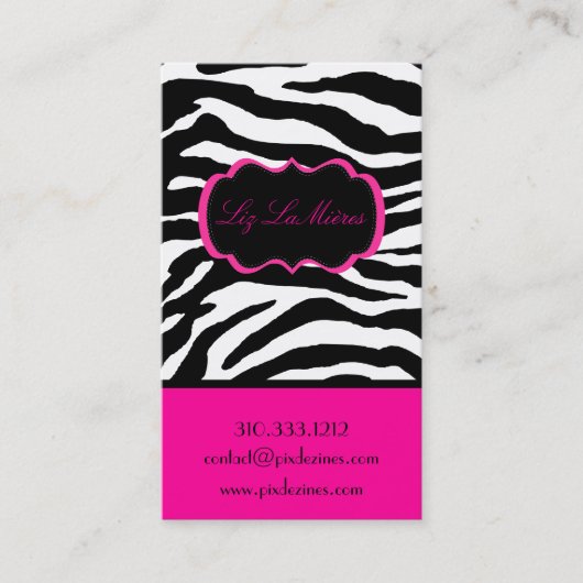 Carte De Visite PixDezines Sassy zebra print/rose chaud+noir (Devant)