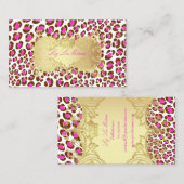 Carte De Visite PixDezines taches de léopard rose/Étiquette d'or d (Devant / Derrière)