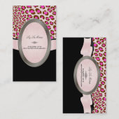 Carte De Visite PixDezines taches Léopard Noir, Blanc, Rose (Devant / Derrière)
