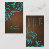 Carte De Visite PixDezines tourbillons d'aqua/faux lin (Devant / Derrière)