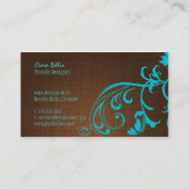 Carte De Visite PixDezines tourbillons d'aqua/faux lin (Dos)