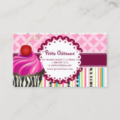 Carte De Visite PixDezines tourbillons fraises cupcake+bandes (Dos)