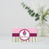 Carte De Visite PixDezines tourbillons fraises cupcake+bandes (Debout devant)