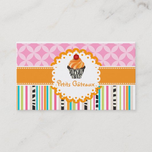Carte De Visite PixDezines tourbillons tangerines cupcake+bandes (Devant)
