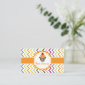 Carte De Visite PixDezines tourbillons tangerines cupcake+chevron (Debout devant)