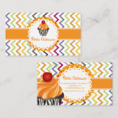 Carte De Visite PixDezines tourbillons tangerines cupcake+chevron (Devant / Derrière)