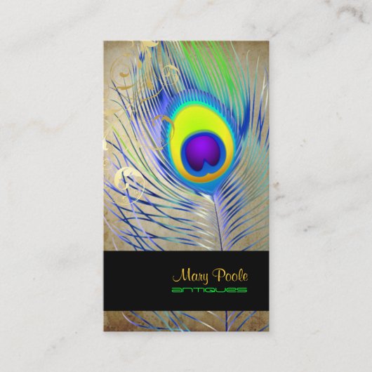 Carte De Visite PixDezines tourbillons vintages paon+filigree (Devant)