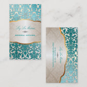 Carte De Visite PixDezines turquoise damas de la flore/arrière - p (Devant / Derrière)