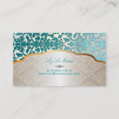 Carte De Visite PixDezines turquoise damas de la flore/arrière - p (Dos)